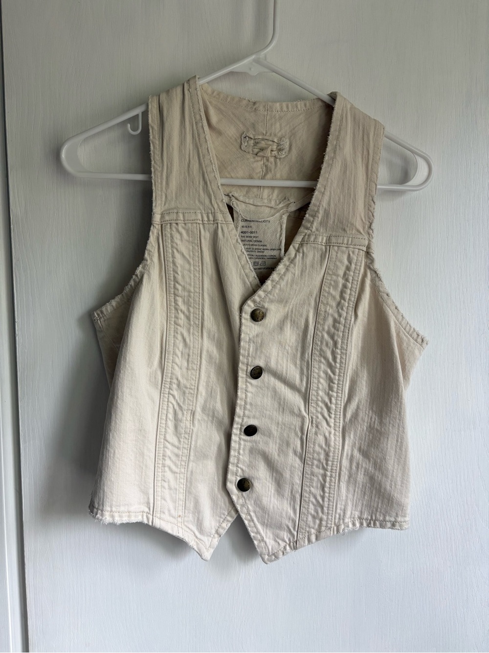 Current/Elliott Cream Button-Front Cotton Vest